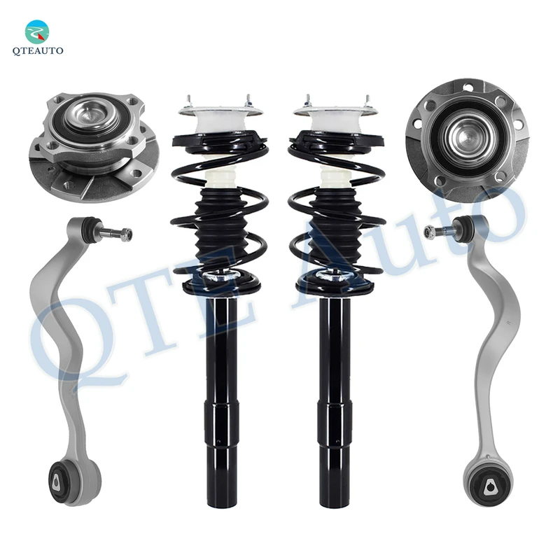 Set of 6 Front Lower Forward Control Arm Ball Joint-Wheel Hub Bearing Assembly-Quick Complete Strut-Coil Spring Assembly For 2008-2010 BMW 528I