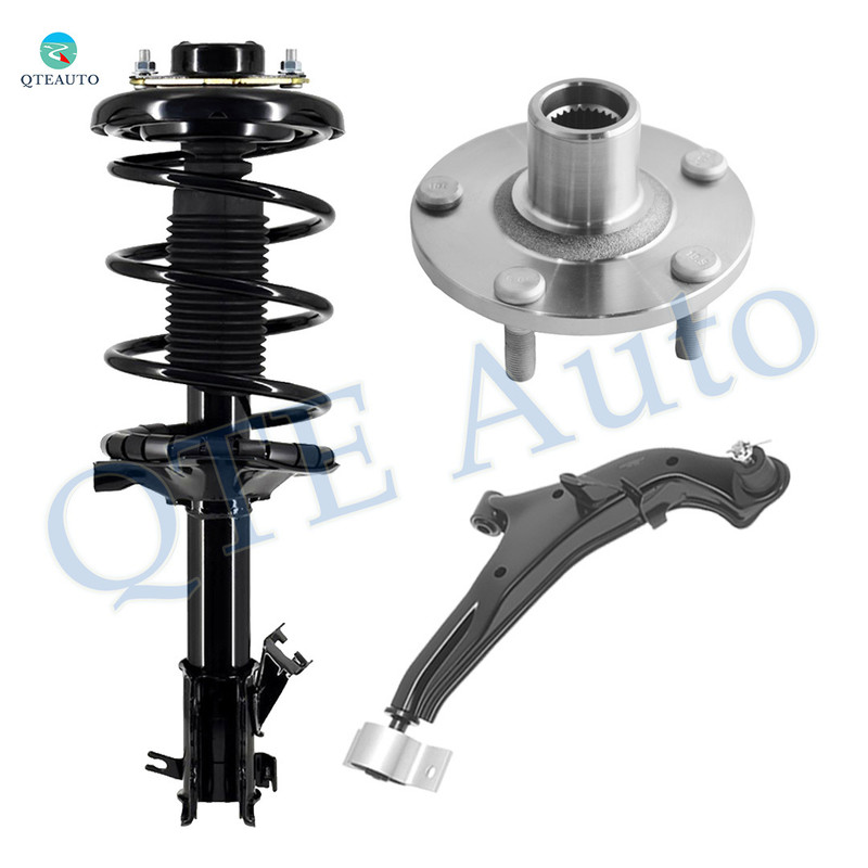 Set of 3 Front Right Lower Control Arm Ball Joint-Wheel Hub Bearing Assembly-Quick Complete Strut-Coil Spring Assembly For 2000 Nissan Maxima