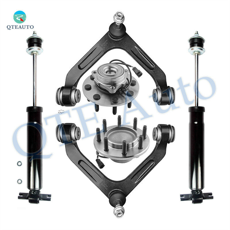 Set of 6 Front Upper Control Arm Ball Joint-Wheel Hub Bearing Assembly-Shock Absorber For 2006 Dodge RAM 1500 Mega Cab