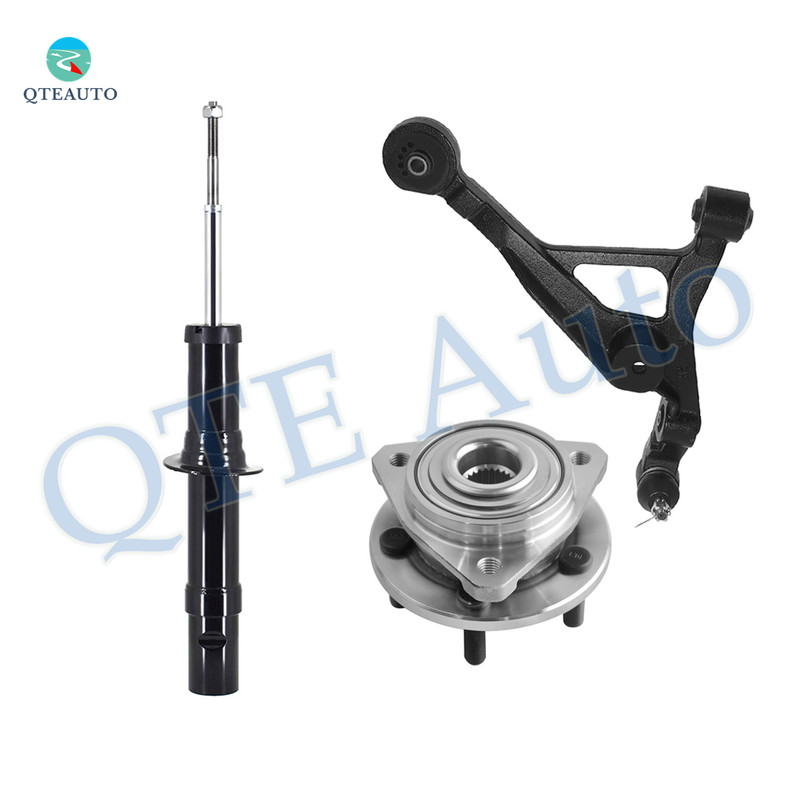 Set of 3 Front Right Lower Control Arm Ball Joint-Wheel Hub Bearing Assembly-Suspension Strut Assembly For 2003-2006 Dodge Stratus