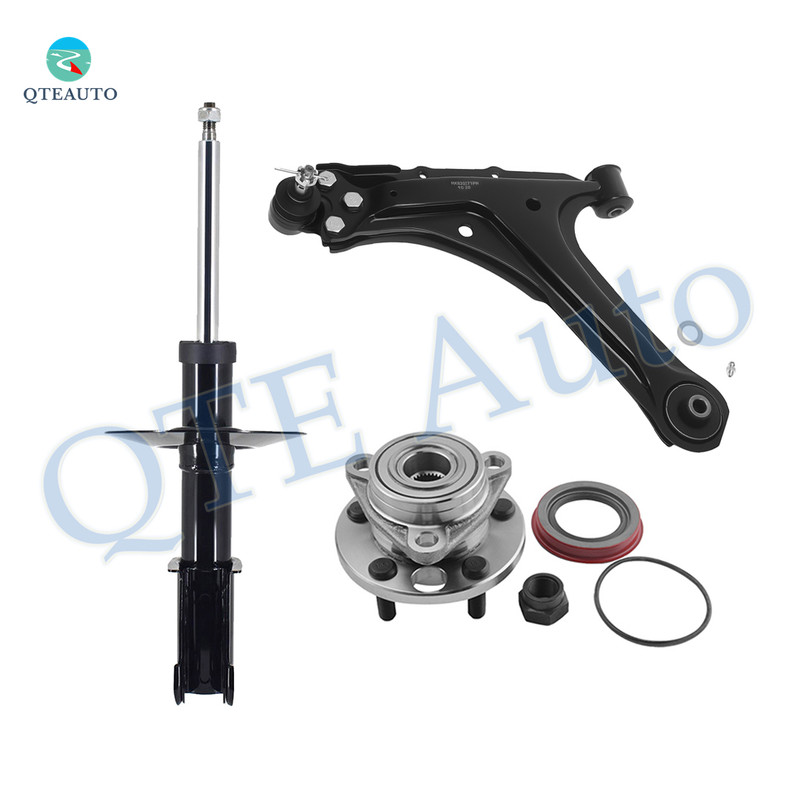 Set of 3 Front Left Lower Control Arm Ball Joint-Wheel Hub Bearing Assembly-Suspension Strut Assembly For 1995-2005 Pontiac Sunfire