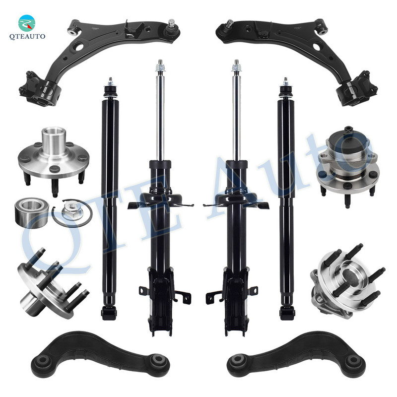 Set of 12 Front Lower Control Arm Ball Joint-Rear Upper Control Arm-Wheel Hub Bearing Assembly-Suspension Strut Assembly-Shock Absorber For 2007 2008 Lincoln MKX FWD