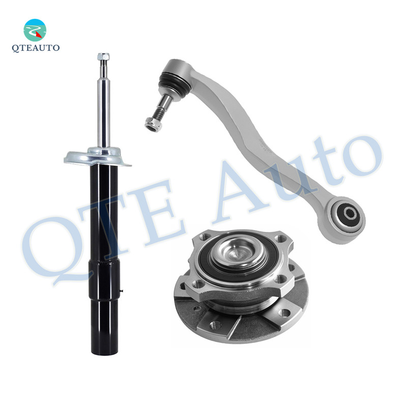 Set of 3 Front Left Lower Rearward Control Arm Ball Joint-Wheel Hub Bearing Assembly-Suspension Strut Assembly For 2006 2007 BMW 550I