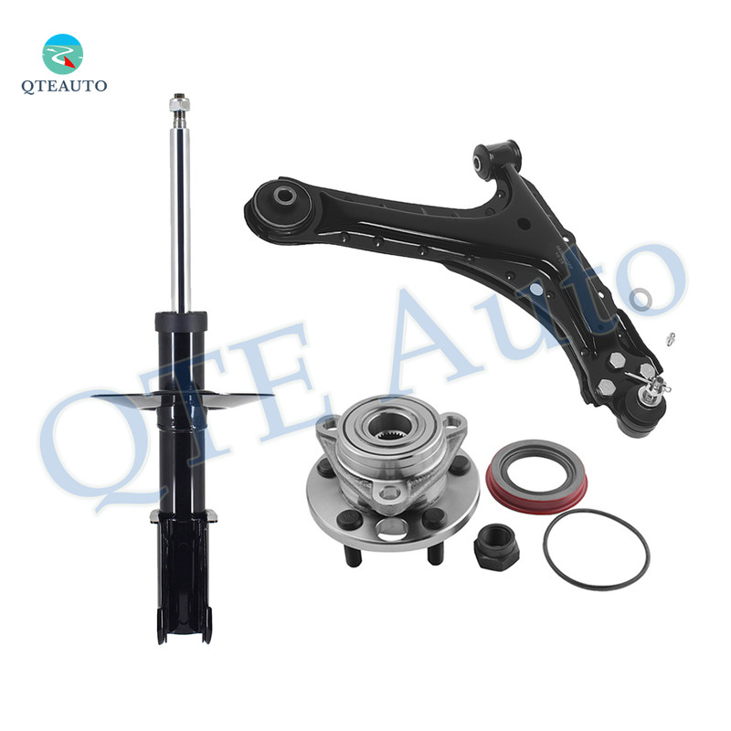 Set of 3 Front Right Lower Control Arm Ball Joint-Wheel Hub Bearing Assembly-Suspension Strut Assembly For 1995-2005 Chevrolet Cavalier