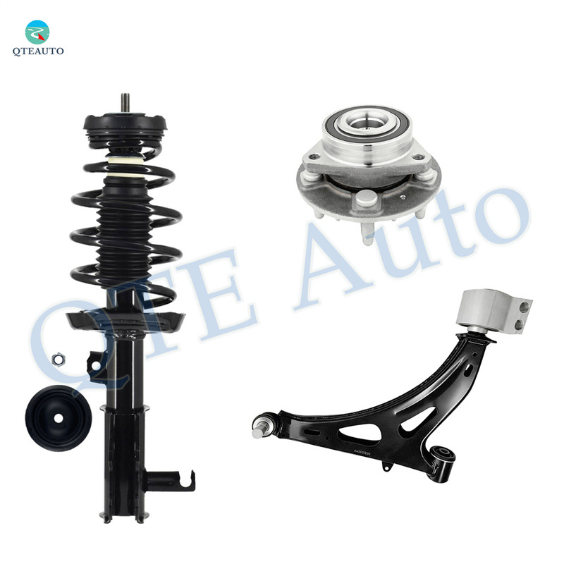Set of 3 Front Right Lower Control Arm Ball Joint-Wheel Hub Bearing Assembly-Quick Complete Strut-Coil Spring Assembly For 2014-2017 Chevrolet Impala