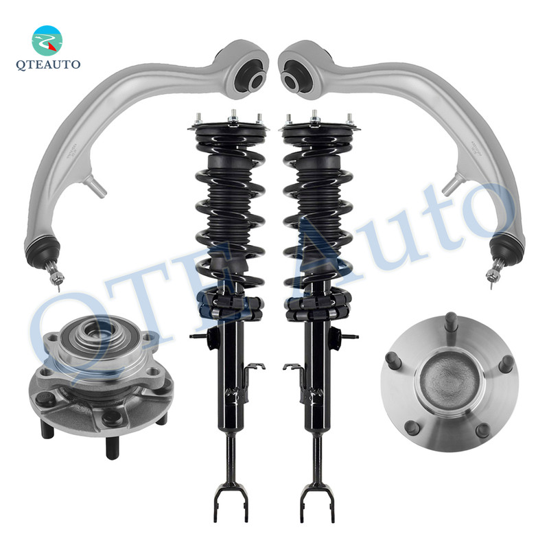 Set of 6 Front Lower Rearward Control Arm Ball Joint-Wheel Hub Bearing Assembly-Quick Complete Strut-Coil Spring Assembly For 2003-2007 Infiniti G35 w/ Sport Suspension