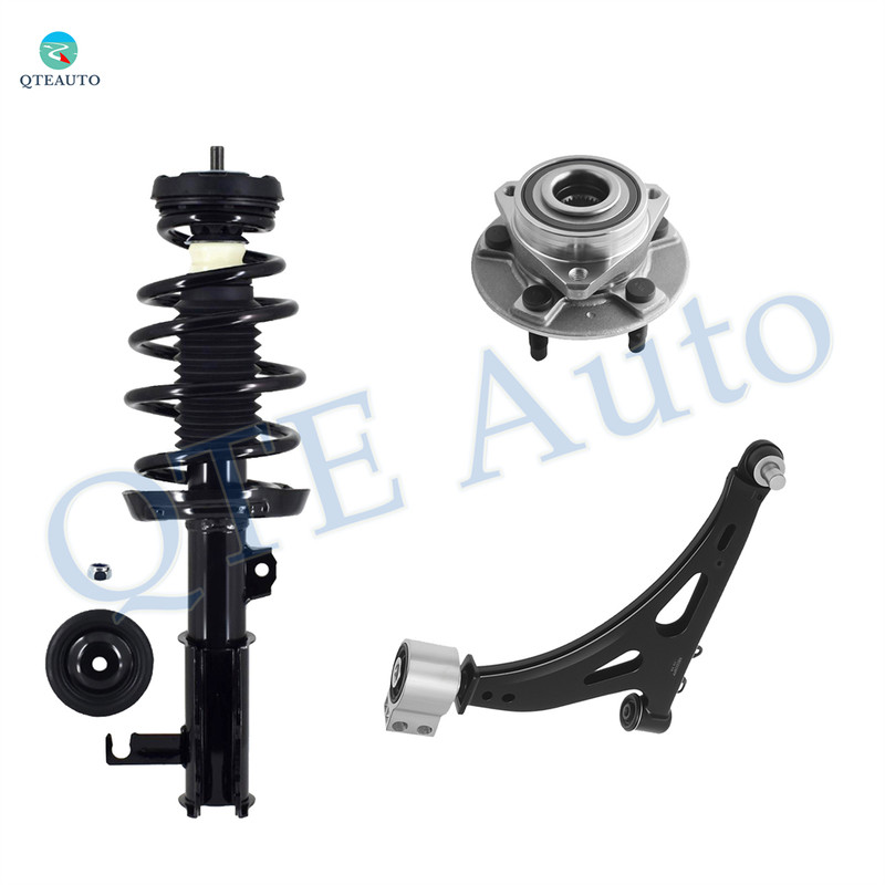 Set of 3 Front Left Lower Control Arm Ball Joint-Wheel Hub Bearing Assembly-Quick Complete Strut-Coil Spring Assembly For 2018 2019 Chevrolet Impala