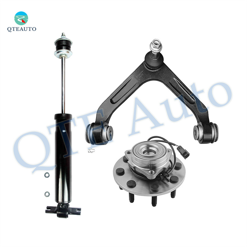 Set of 3 Front Upper Control Arm Ball Joint-Wheel Hub Bearing Assembly-Shock Absorber For 2006 Dodge RAM 1500 Mega Cab RWD