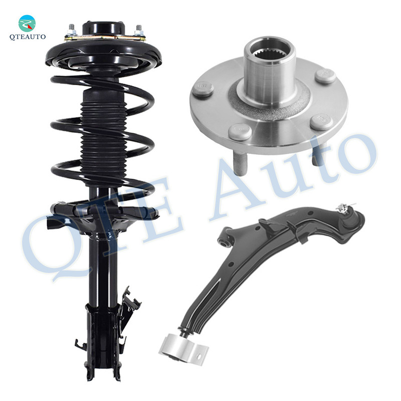 Set of 3 Front Right Lower Control Arm Ball Joint-Wheel Hub Bearing Assembly-Quick Complete Strut-Coil Spring Assembly For 2001-2003 Nissan Maxima