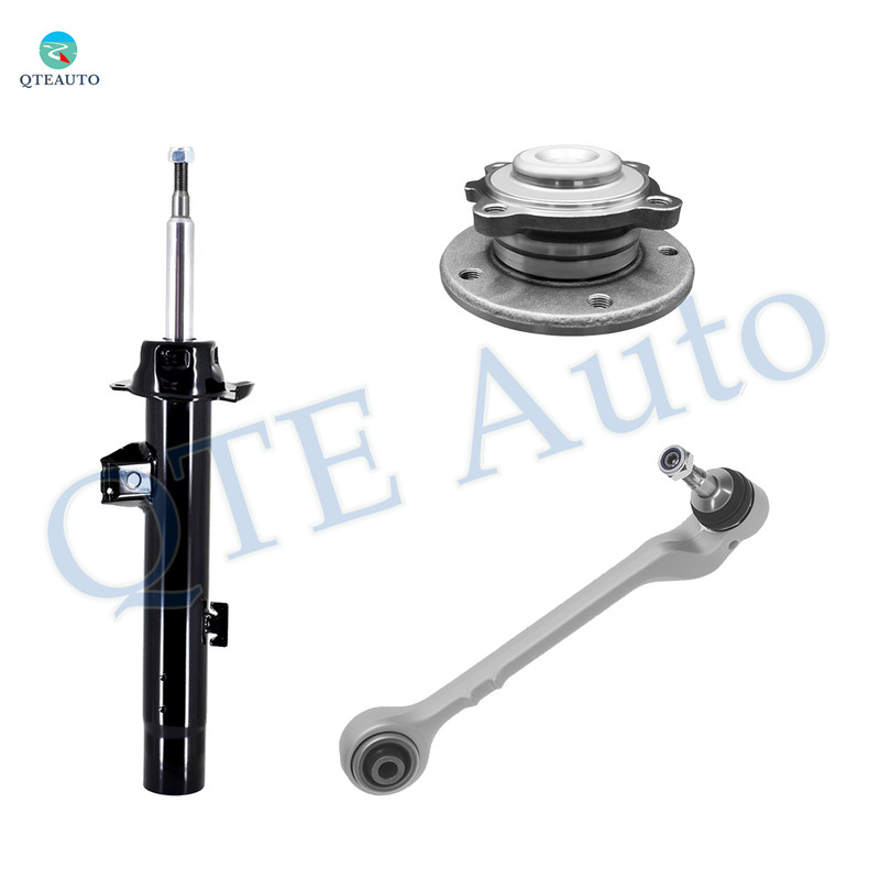 Set of 3 Front Left Lower Rearward Control Arm Ball Joint-Wheel Hub Bearing Assembly-Suspension Strut Assembly For 2012 BMW 328I E91 Body Code