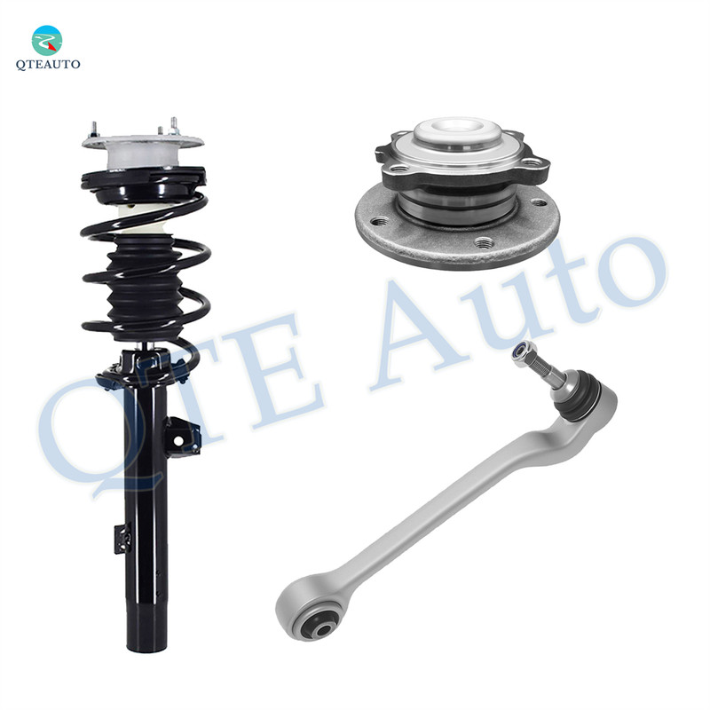 Set of 3 Front Right Lower Rearward Control Arm Ball Joint-Wheel Hub Bearing Assembly-Quick Complete Strut-Coil Spring Assembly For 2012 BMW 328I