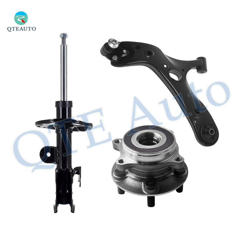 Set of 3 Front Left Lower Control Arm Ball Joint-Wheel Hub Bearing Assembly-Suspension Strut Assembly For 2010-2015 Toyota Prius