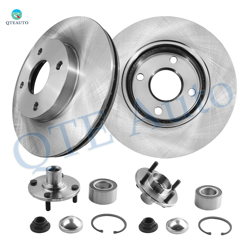 Set of 4 Front 257.9mm Brake Disc Rotors-Wheel Bearing For 2000-2004 Ford Focus