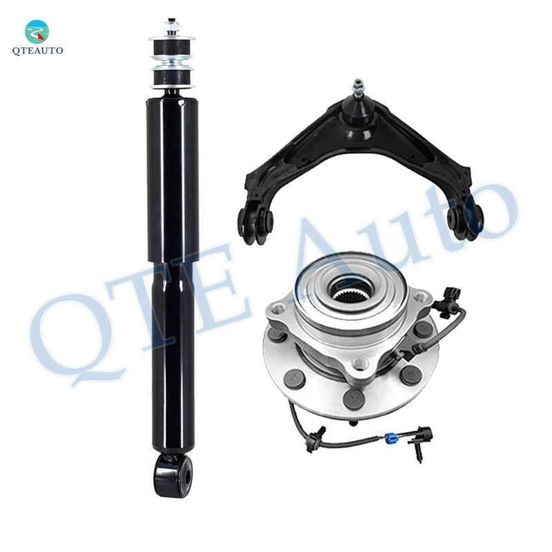 Set of 3 Front Upper Control Arm Ball Joint-Wheel Hub Bearing Assembly-Shock Absorber For 2001-2003 2005 2006 GMC Sierra 1500 HD RWD