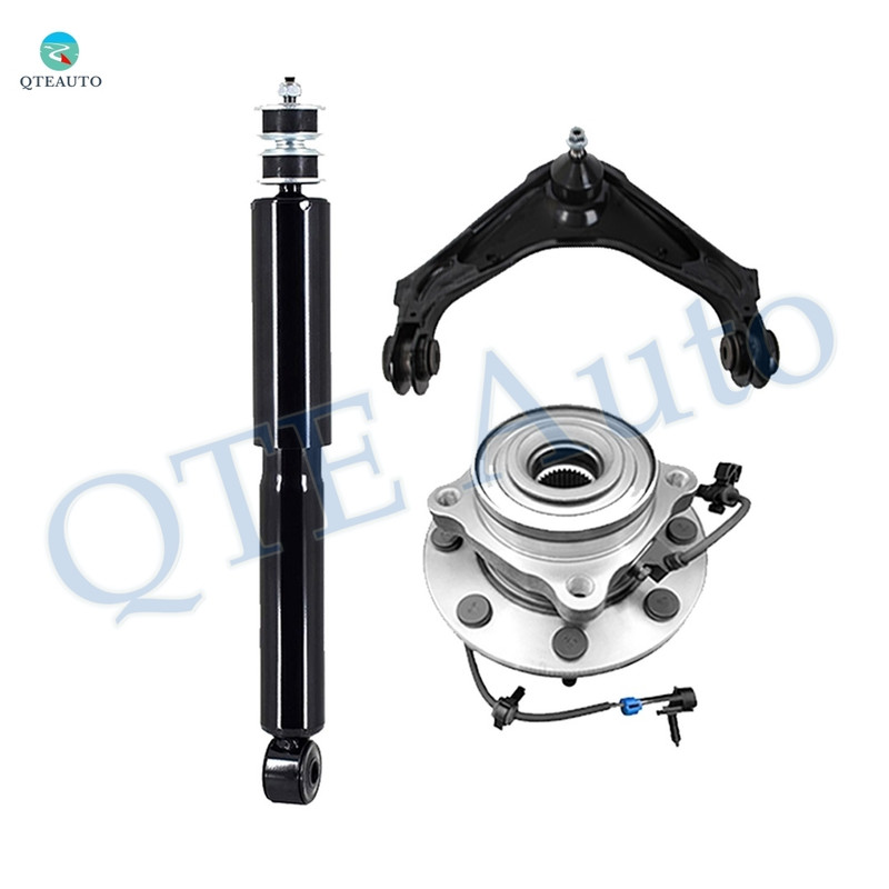 Set of 3 Front Upper Control Arm Ball Joint-Wheel Hub Bearing Assembly-Shock Absorber For 2001-2003 GMC Sierra 2500
