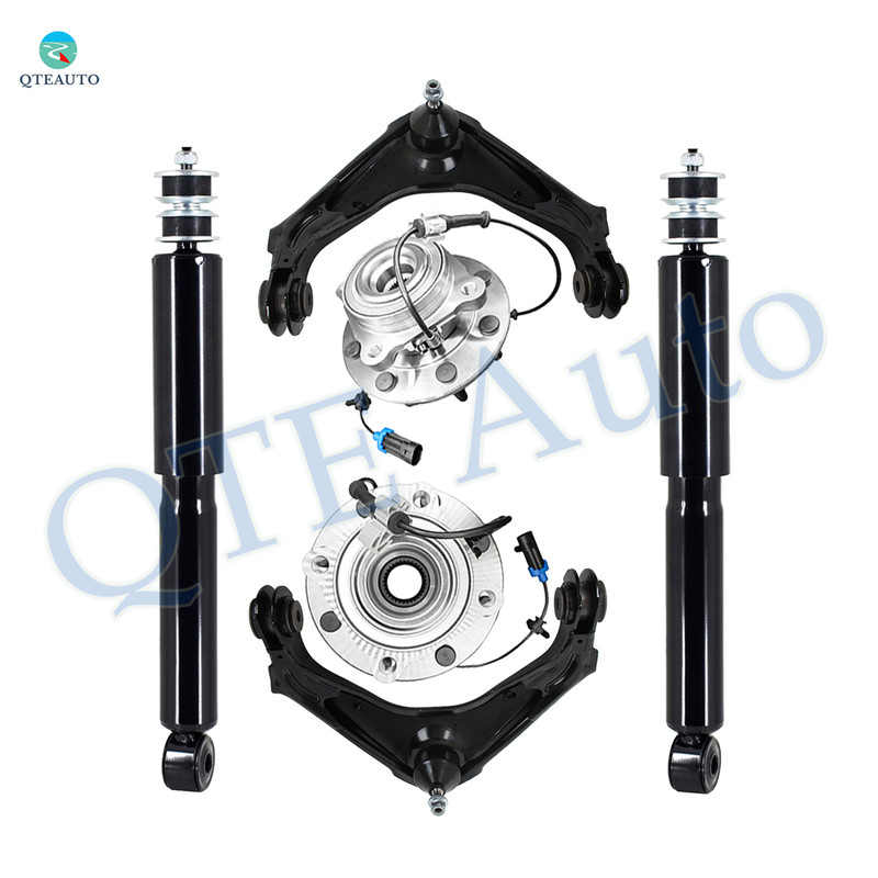 Set of 6 Front Upper Control Arm Ball Joint-Wheel Hub Bearing Assembly-Shock Absorber For 2007-2012 Chevrolet Suburban 2500
