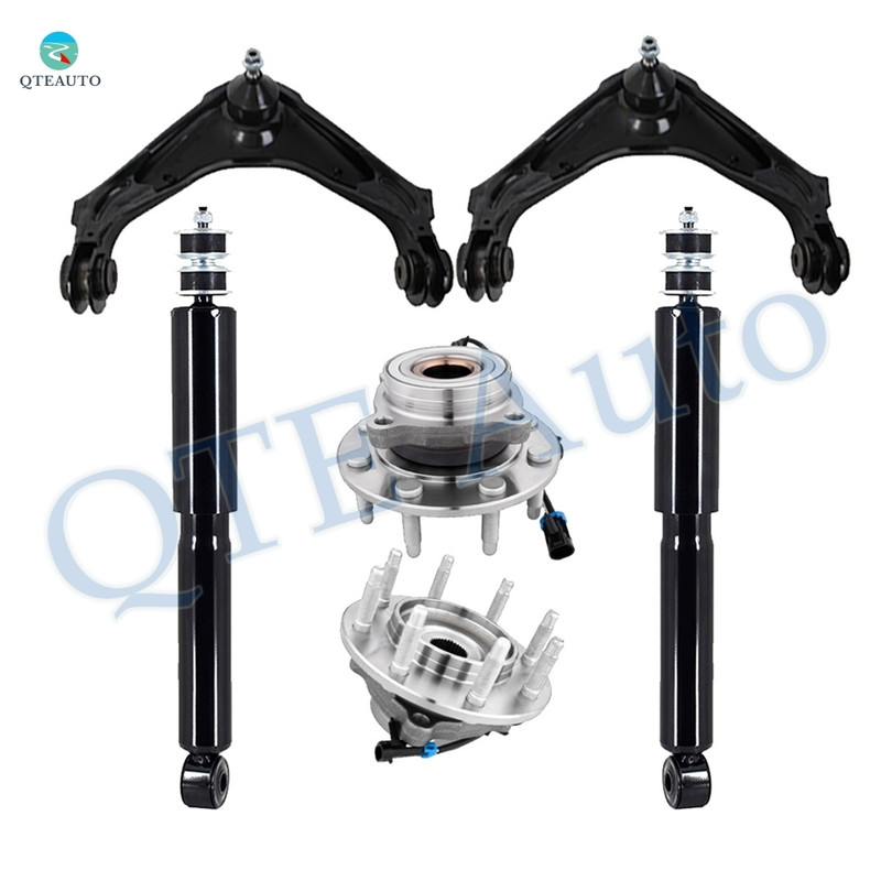 Set of 6 Front Upper Control Arm Ball Joint-Wheel Hub Bearing Assembly-Shock Absorber For 2001-2006 GMC Sierra 3500