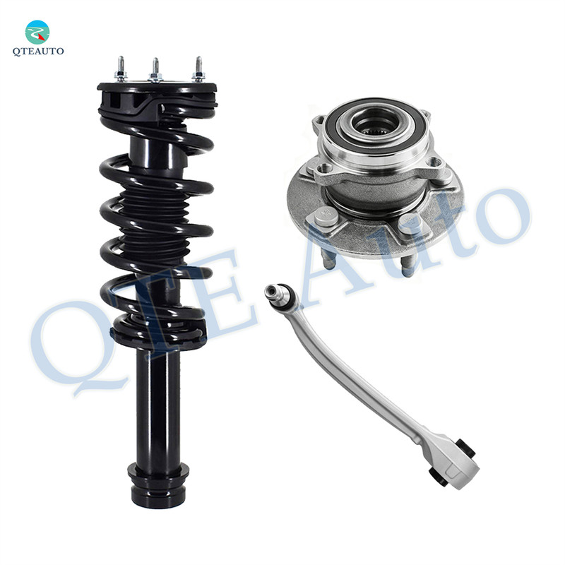 Set of 3 Front Right Lower Forward Control Arm Ball Joint-Wheel Hub Bearing Assembly-Quick Complete Strut-Coil Spring Assembly For 2014-2019 Tesla S