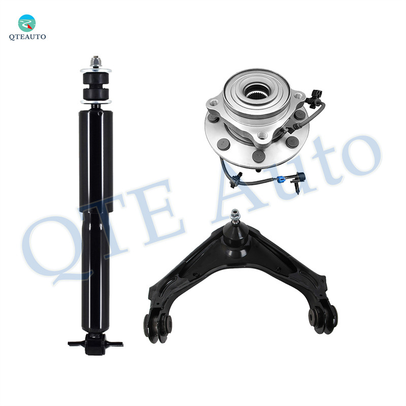 Set of 3 Front Upper Control Arm Ball Joint-Wheel Hub Bearing Assembly-Shock Absorber For 2001-2004 Chevrolet Silverado 2500