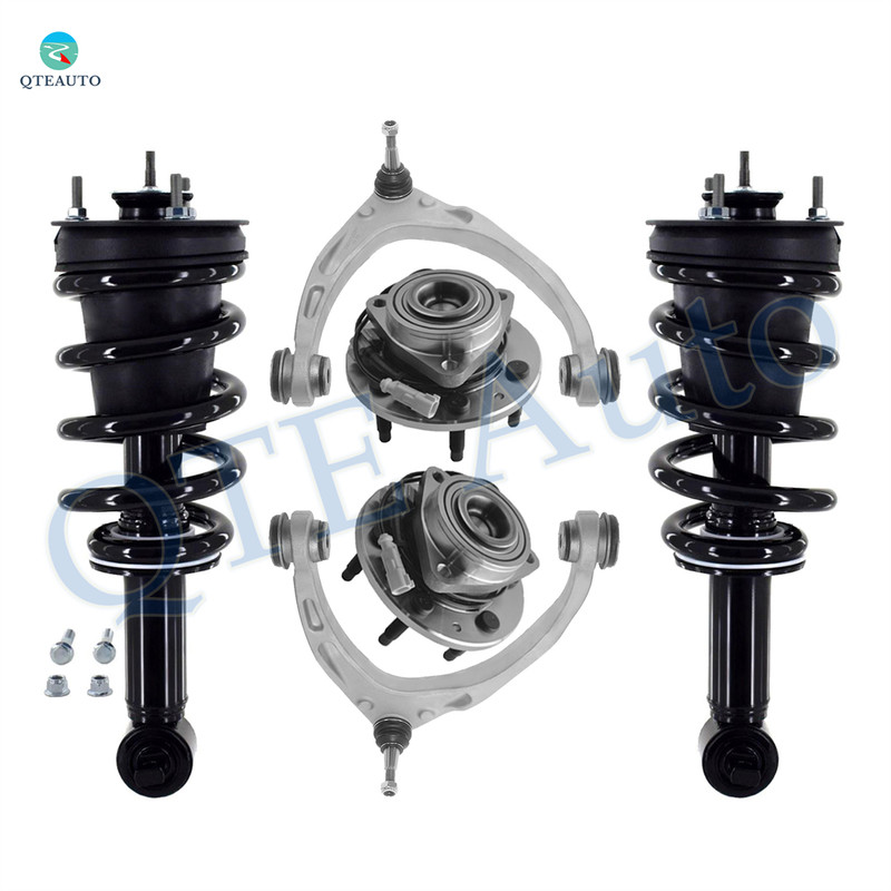 Set of 6 Front Upper Control Arm Ball Joint-Wheel Hub Bearing Assembly-Quick Complete Strut-Coil Spring Assembly For 2015-2020 Chevrolet Suburban RWD Monotube Performance Upgrade