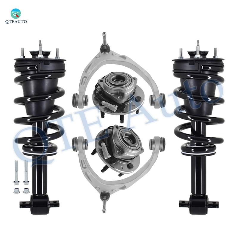 Set of 6 Front Upper Control Arm Ball Joint-Wheel Hub Bearing Assembly-Quick Complete Strut-Coil Spring Assembly For 2017 2018 Chevrolet Silverado 1500 RWD