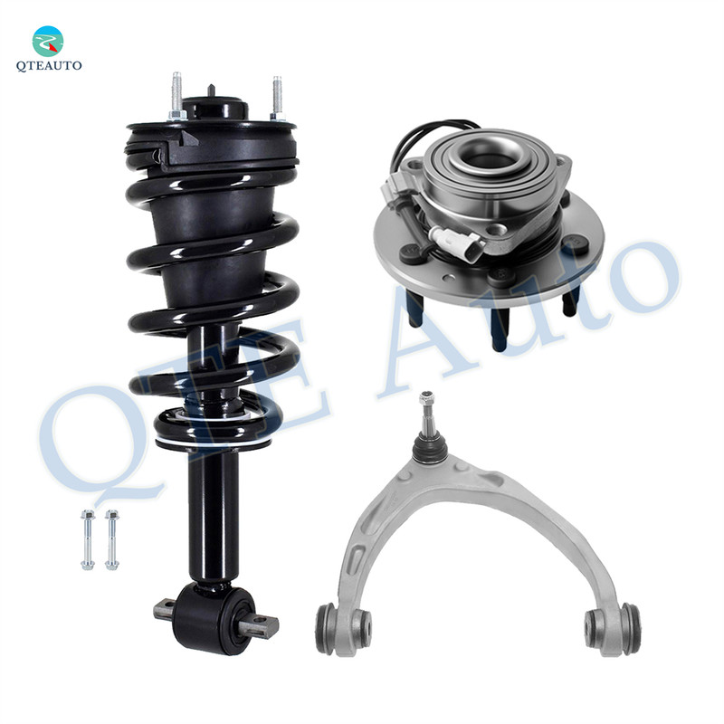Set of 3 Front Right Upper Control Arm Ball Joint-Wheel Hub Bearing Assembly-Quick Complete Strut-Coil Spring Assembly For 2015-2018 Chevrolet Tahoe