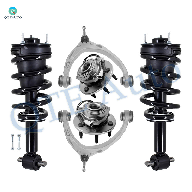 Set of 6 Front Upper Control Arm Ball Joint-Wheel Hub Bearing Assembly-Quick Complete Strut-Coil Spring Assembly For 2015-2020 GMC Yukon 4WD