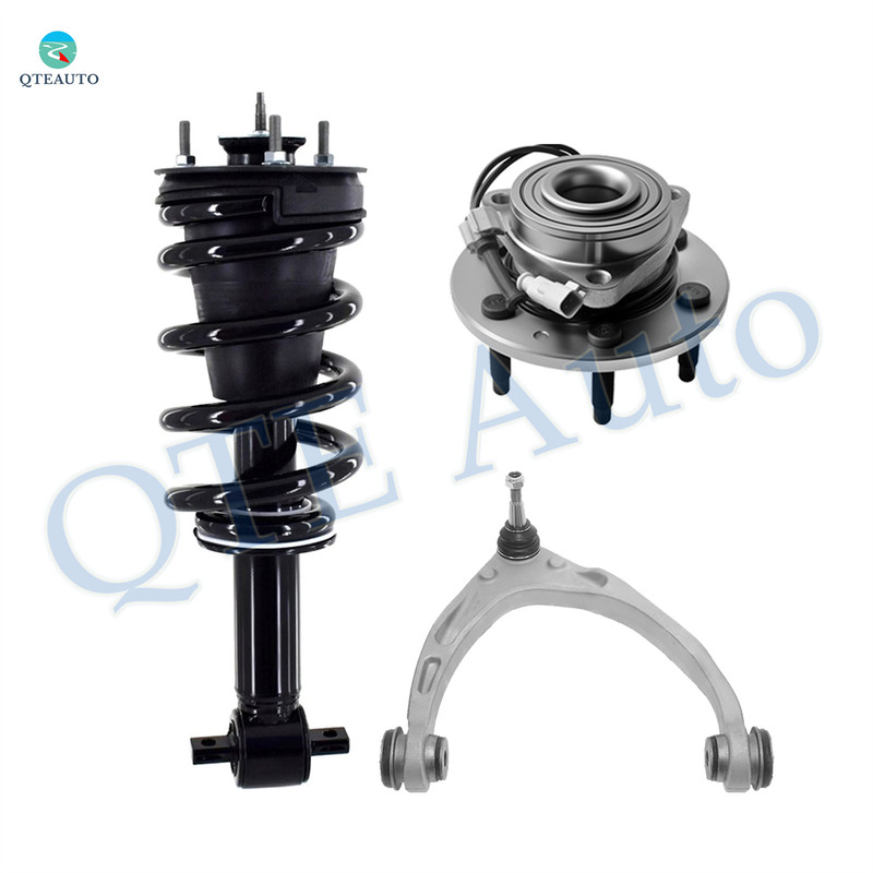 Set of 3 Front Right Upper Control Arm Ball Joint-Wheel Hub Bearing Assembly-Quick Complete Strut-Coil Spring Assembly For 2019 Chevrolet Silverado 1500 LD