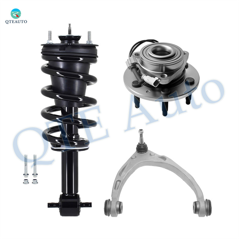 Set of 3 Front Right Upper Control Arm Ball Joint-Wheel Hub Bearing Assembly-Quick Complete Strut-Coil Spring Assembly For 2019 Chevrolet Silverado 1500 LD 4WD