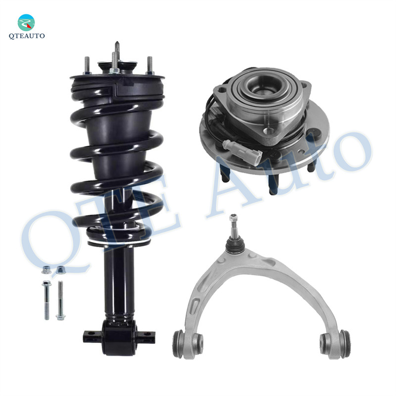 Set of 3 Front Right Upper Control Arm Ball Joint-Wheel Hub Bearing Assembly-Quick Complete Strut-Coil Spring Assembly For 2019 GMC Sierra 1500 Limited RWD Monotube Performance Upgrade