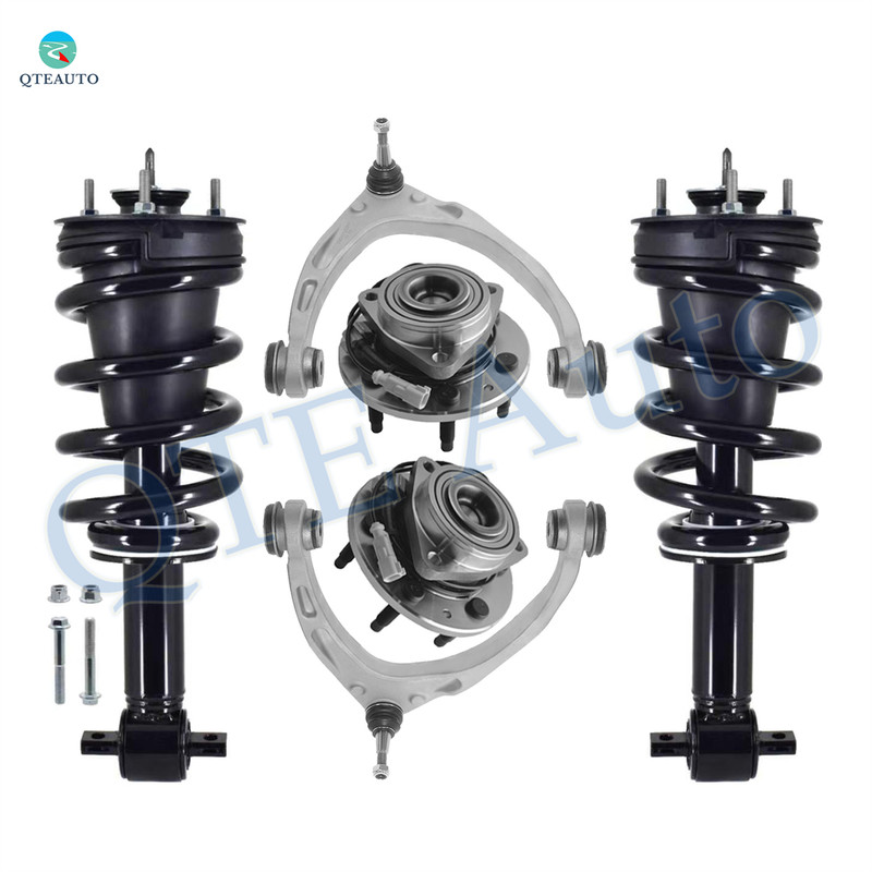 Set of 6 Front Upper Control Arm Ball Joint-Wheel Hub Bearing Assembly-Quick Complete Strut-Coil Spring Assembly For 2017 2018 GMC Sierra 1500