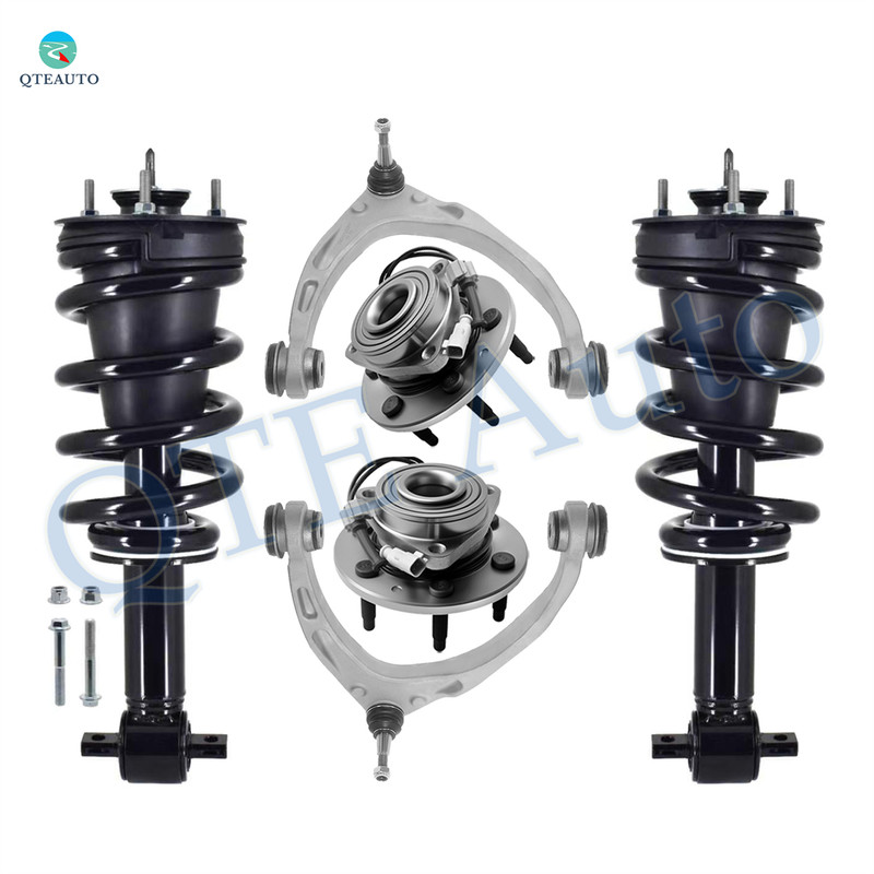 Set of 6 Front Upper Control Arm Ball Joint-Wheel Hub Bearing Assembly-Quick Complete Strut-Coil Spring Assembly For 2014-2018 GMC Sierra 1500 Monotube Performance Upgrade