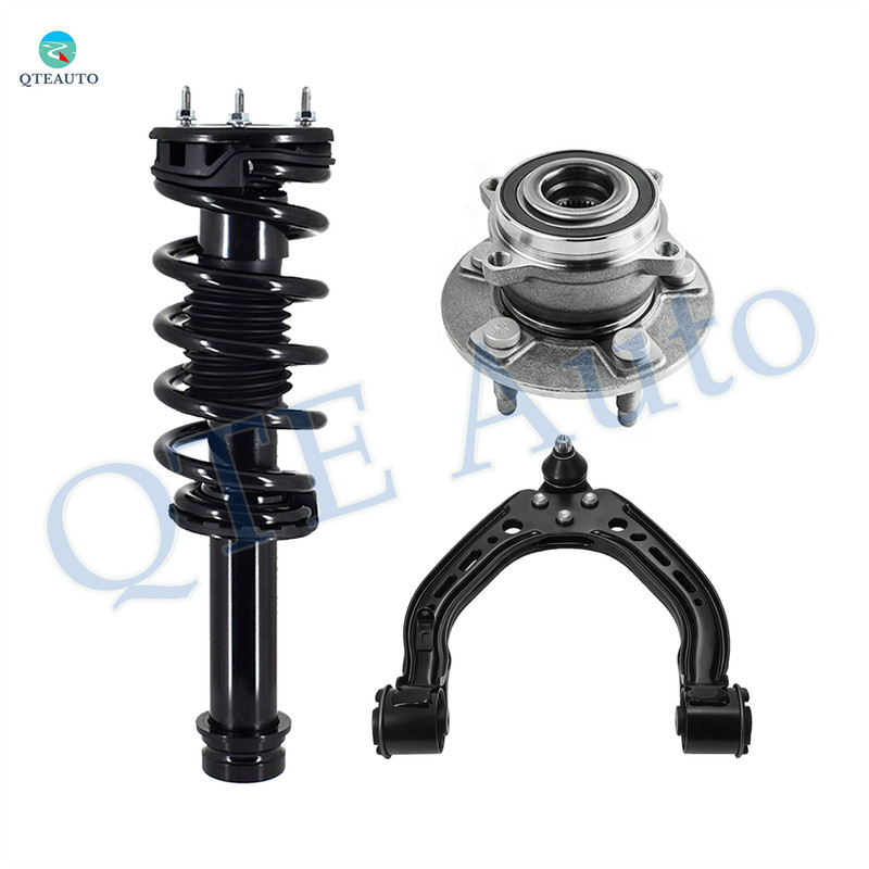 Set of 3 Front Right Upper Control Arm Ball Joint-Wheel Hub Bearing Assembly-Quick Complete Strut-Coil Spring Assembly For 2014-2019 Tesla S
