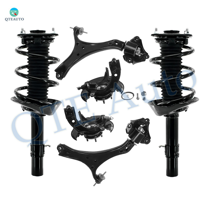 Set of 6 Front Lower Control Arm-Suspension Knuckle Assembly-Quick Complete Strut-Coil Spring Assembly For 2013-2017 Honda Accord