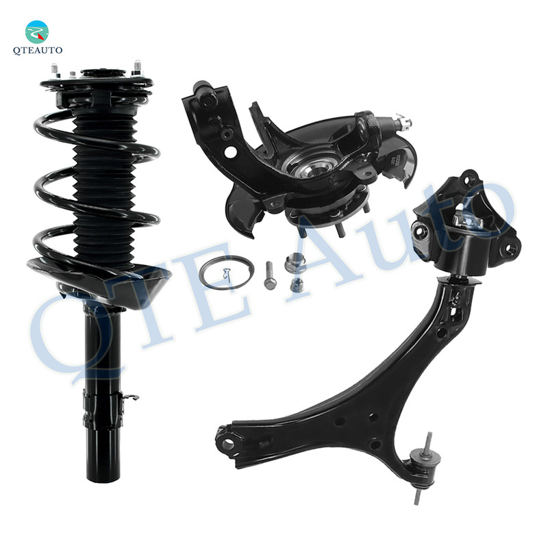 Set of 3 Front Right Lower Control Arm-Suspension Knuckle Assembly-Quick Complete Strut-Coil Spring Assembly For 2013-2015 Honda Accord