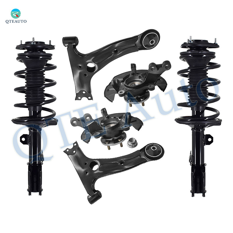 Set of 6 Front Lower Control Arm-Suspension Knuckle Assembly-Quick Complete Strut-Coil Spring Assembly For 2003-2008 Pontiac Vibe