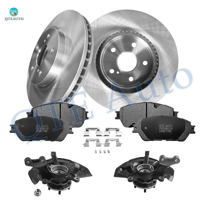 Set of 8 Front 296mm Brake Disc Rotors-Ceramic Brake Pad Kit-Suspension Knuckle Assembly For 2004-2010 Toyota Sienna