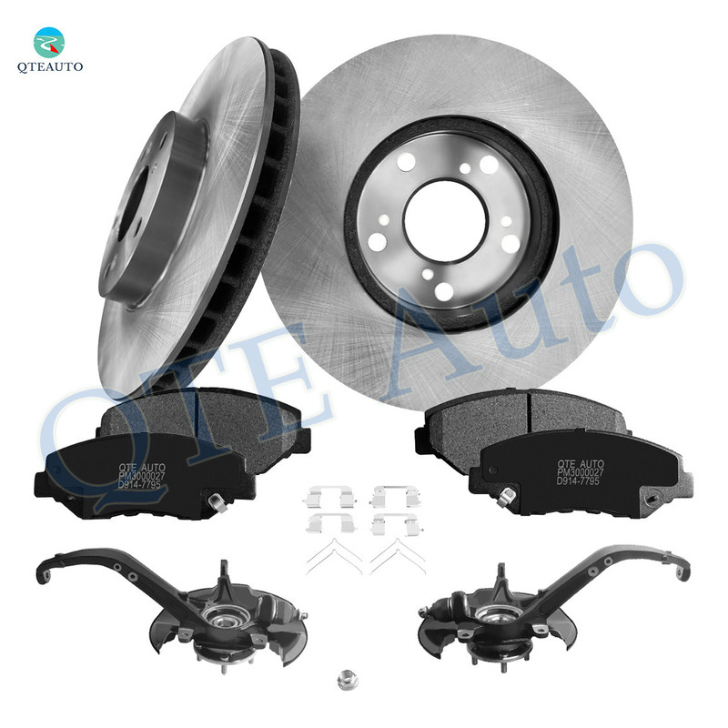 Set of 8 Front 282mm Brake Disc Rotors-Ceramic Brake Pad Kit-Suspension Knuckle Assembly For 2008-2012 Honda Accord