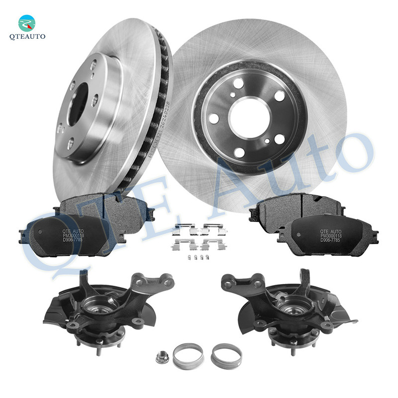 Set of 8 Front 275mm Brake Disc Rotors-Ceramic Brake Pad Kit-Suspension Knuckle Assembly For 2005 2006 Toyota Camry