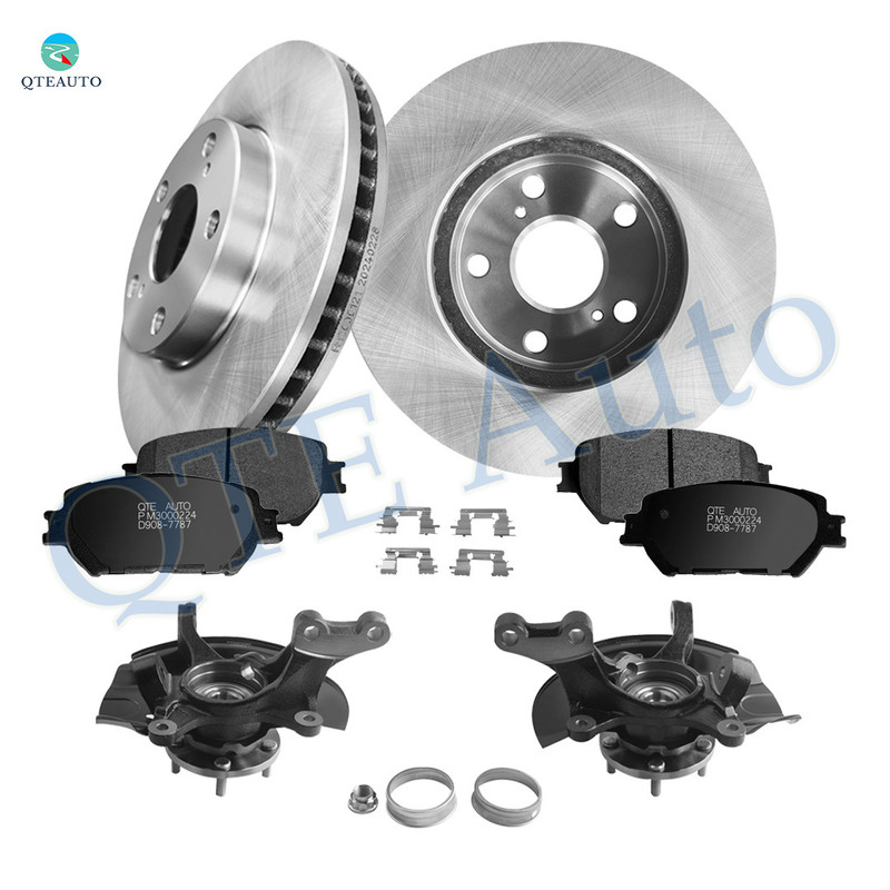 Set of 8 Front 275mm Brake Disc Rotors-Ceramic Brake Pad Kit-Suspension Knuckle Assembly For 2004-2006 Toyota Camry
