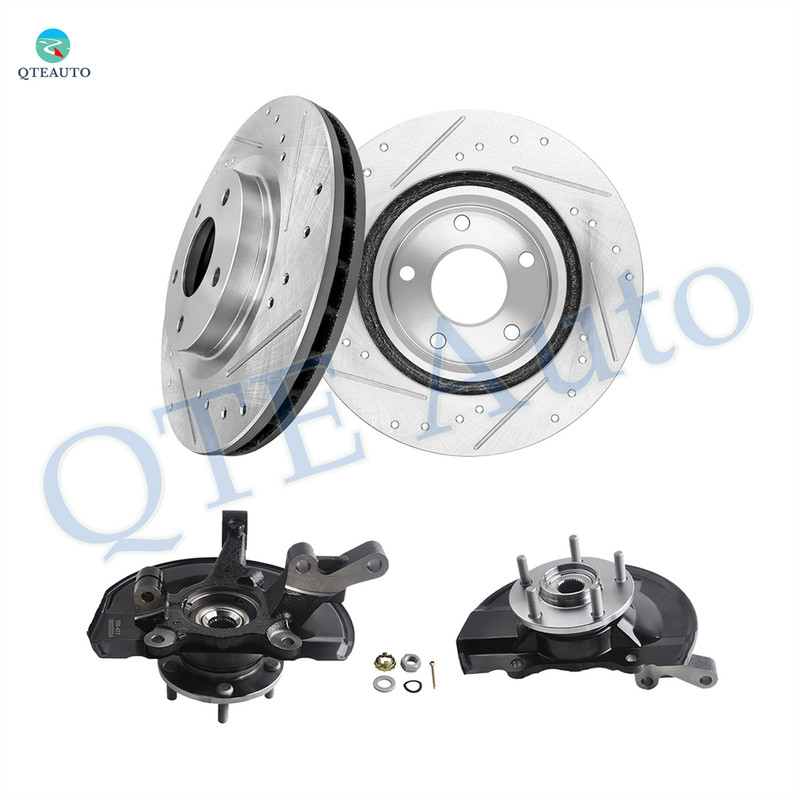 Set of 4 Front 294mm Drilled Slotted Brake Disc Rotors-Suspension Knuckle Assembly For 2007-2017 Jeep Patriot