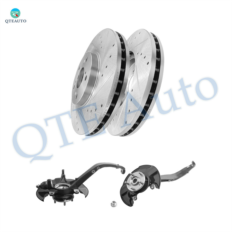 Set of 4 Front 300mm Drilled Slotted Brake Disc Rotors-Suspension Knuckle Assembly For 2008-2012 Honda Accord