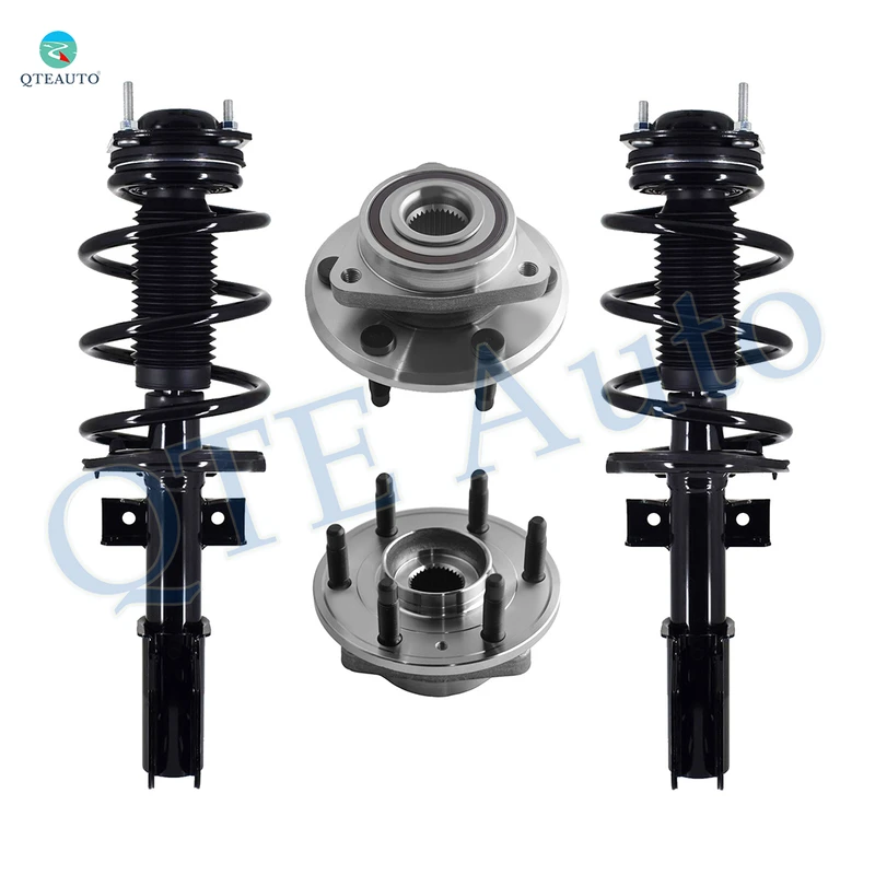 Set of 4 Front Wheel Hub Bearing-Quick Complete Strut-Coil Spring For 2013-2017 Chevrolet Traverse