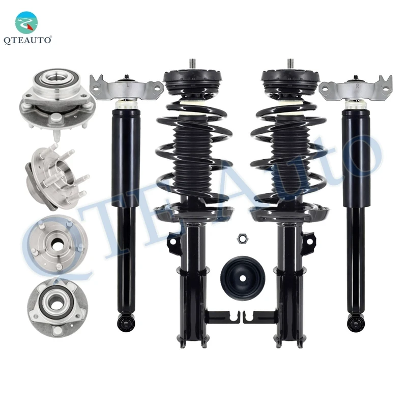 Set 8 Wheel Hub Bearing-Quick Complete Strut-Coil Spring-Shock Kit For 2013 Chevrolet Malibu L4 2.5L