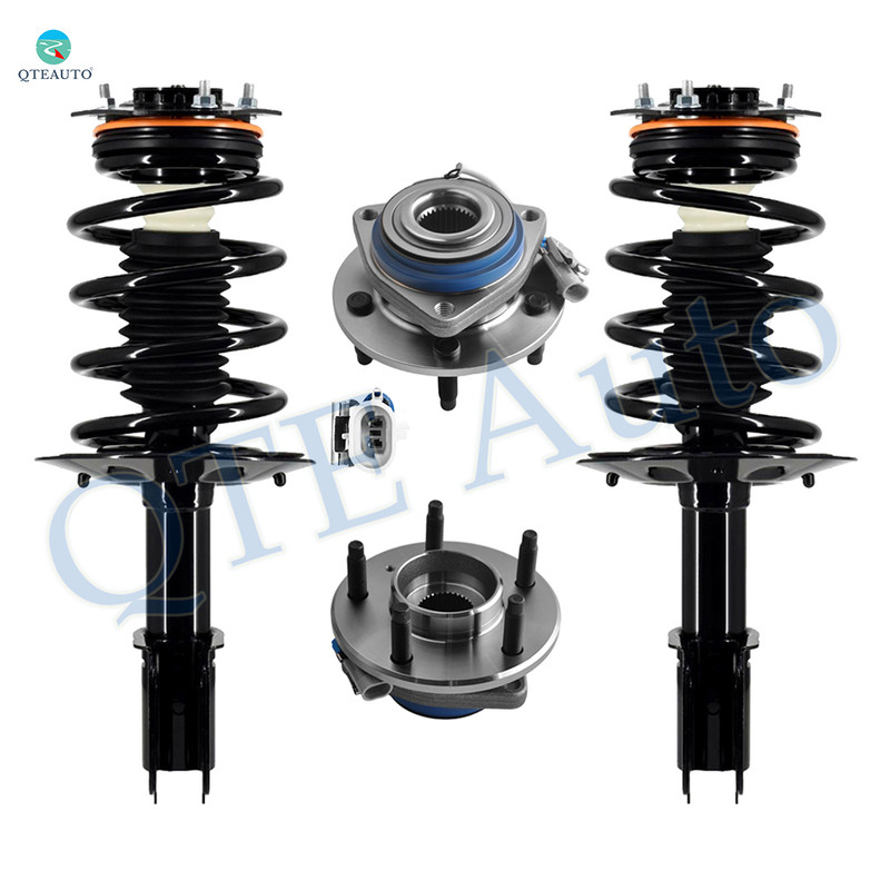 Set of 4 Front Wheel Hub Bearing-Quick Complete Strut-Coil Spring For 1998-2001 Oldsmobile Intrigue