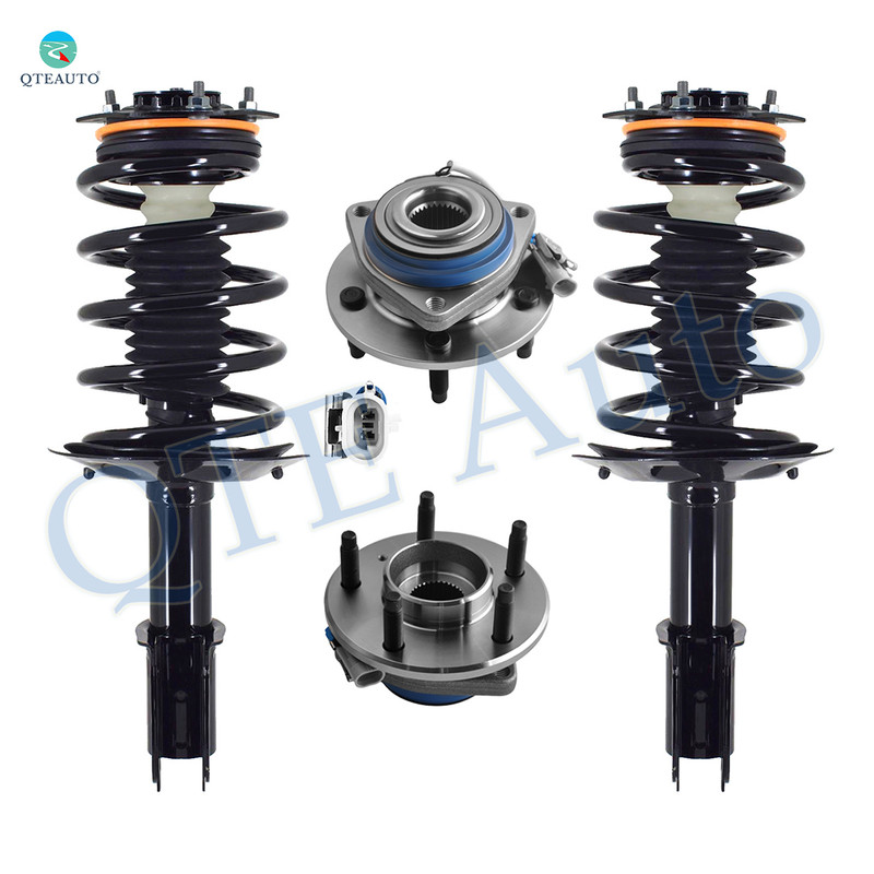 Set of 4 Front Wheel Hub Bearing-Quick Complete Strut-Coil Spring For 1997-1999 Pontiac Trans Sport