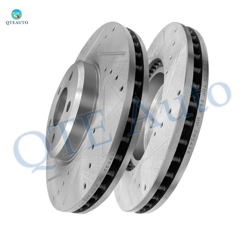 Front 320mm Drilled Slotted Disc Brake Rotors For 2009-2020 Dodge Challenger, Automotive Replacement Brake Rotors