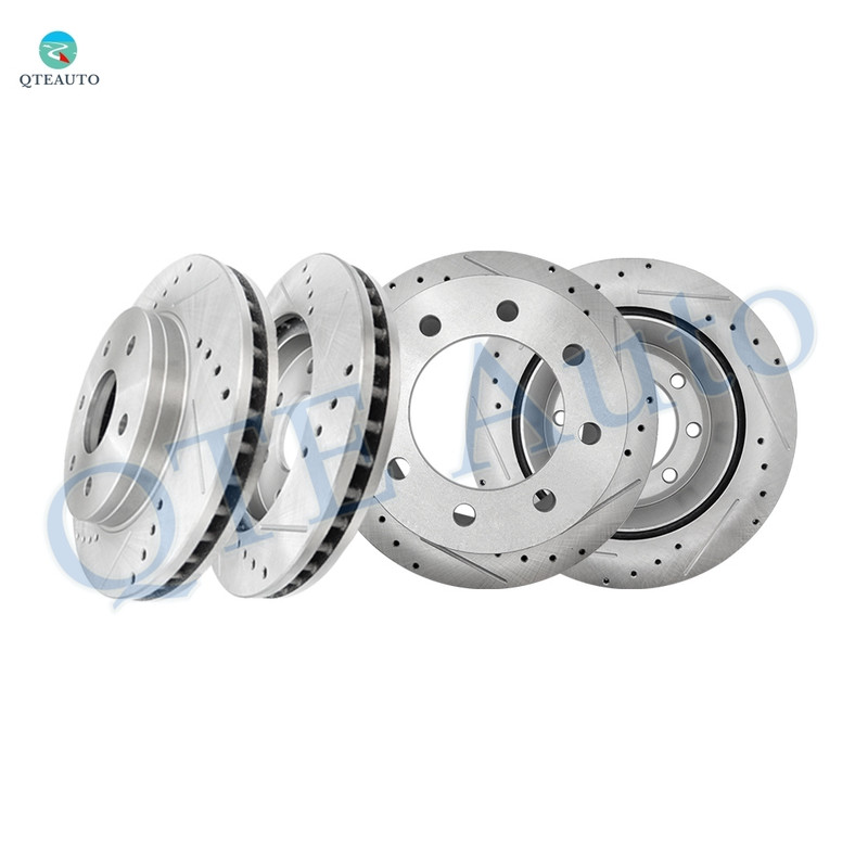 Set of 4 Front 304.8mm-Rear 330mm Drilled Disc Brake Rotors For 2006-2008 Chevrolet Express 2500