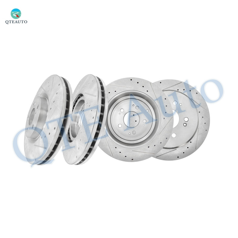 Set of 4 Front 329.8mm-Rear 333.5mm Drilled Slotted Disc Brake Rotors For 2007-2013 Acura MDX