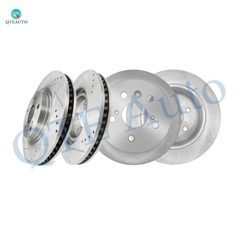 Set of 4 Front Drilled Slotted Brake Disc Rotors-Rear Brake Disc Rotors For 2013-2018 Lexus ES350 Base